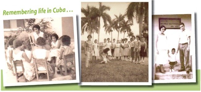 Gilda Cabrera Reyes, a Cuban native now a member of First Baptist Tucker, lists many fond memories of life in her home country. At far left, Reyes leads a Sunbeam group at the seminary in Havana in 1955. In middle, she pauses at left with a youth group. At left, she stands with her husband, Reinaldo, and the couple’s son, Rey, in front of a building named in honor of Mildred Matthews, an American missionary. GILDA CABRARA REYES/Special