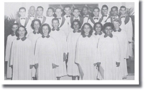 This choir picture is indicative of the previous Baptist presence in Cuba. Georgia Baptist Gilda Cabrera Reyes stands second from the right on the second row. Her husband, Reinaldo, stands on the third row at the far left. Choir director Marjorie Caudill, Southern Baptist missionary to Cuba with her husband, Herbert, stands to Reyes’ left in the second row on the far right. The couple’s daughter, Jane, is in front row, second from left. GILDA CABRERA REYES/Special