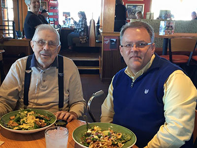 Bill Holland, a member of First Waycross, has lunch with Williams, as has been their habit most Thursdays. JOHN WHEELER/Special