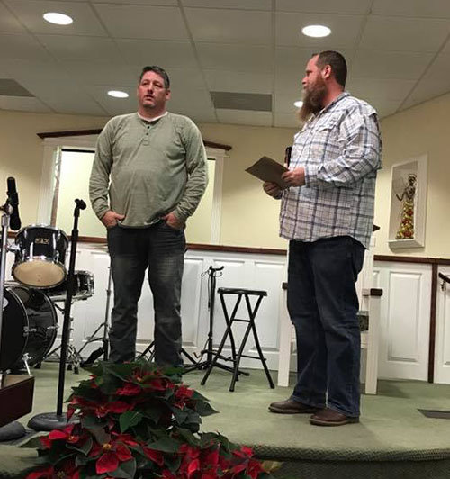 Red Oak Baptist Church pastor Daniel Harris, left, stands with Tapestry Church co-pastor Matt Stacy. KRIS PARKER/Special