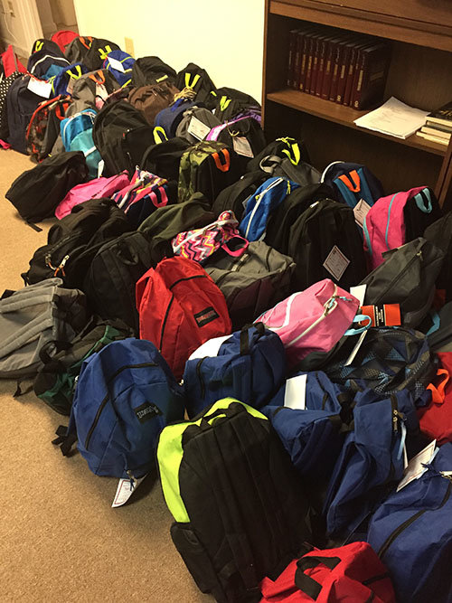 Appalachee Baptist Association collected more than 700 backpacks for their third year of the Backpacks for Appalachia ministry outreach. ALLEN HILL/Appalachee Association