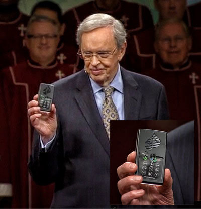 At the August 28, 2016 service at First Baptist Atlanta, Charles Stanley shared the story of how an In Touch Messenger ,inset, stopped a bullet from killing a Ukrainian soldier. INTOUCH/Special