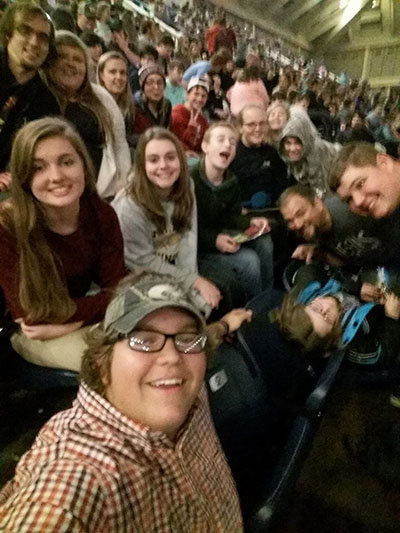 Dylan Worthy grabs a selfie with the rest of the Shady Grove Baptist Church, Carrollton youth group in the Macon Coliseum. DYLAN WORTHY/Special