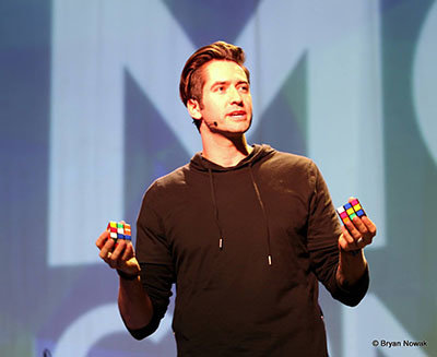 Illusionist Drew Worsham presents a spiritual lesson with a couple of Rubik's Cubes. BRYAN NOWAK/Special