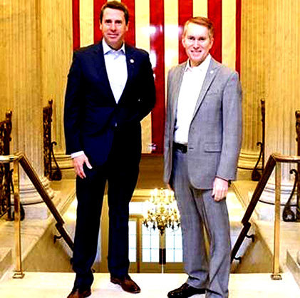 Rep. Mark Walker, R-NC, left, stands with fellow Southern Baptist Sen. James Lankford, R-OK. LANKFORD.SENATE.GOV/Special
