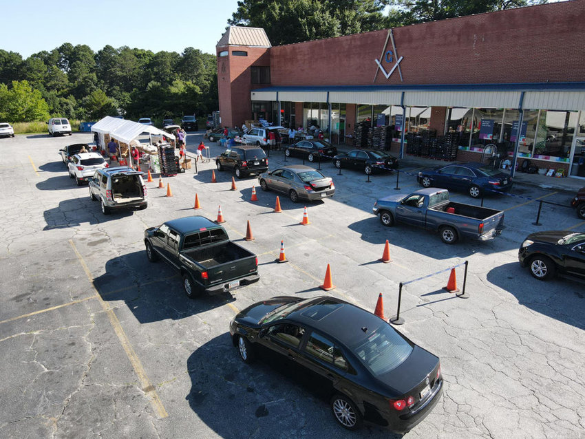 Lines for food pickup