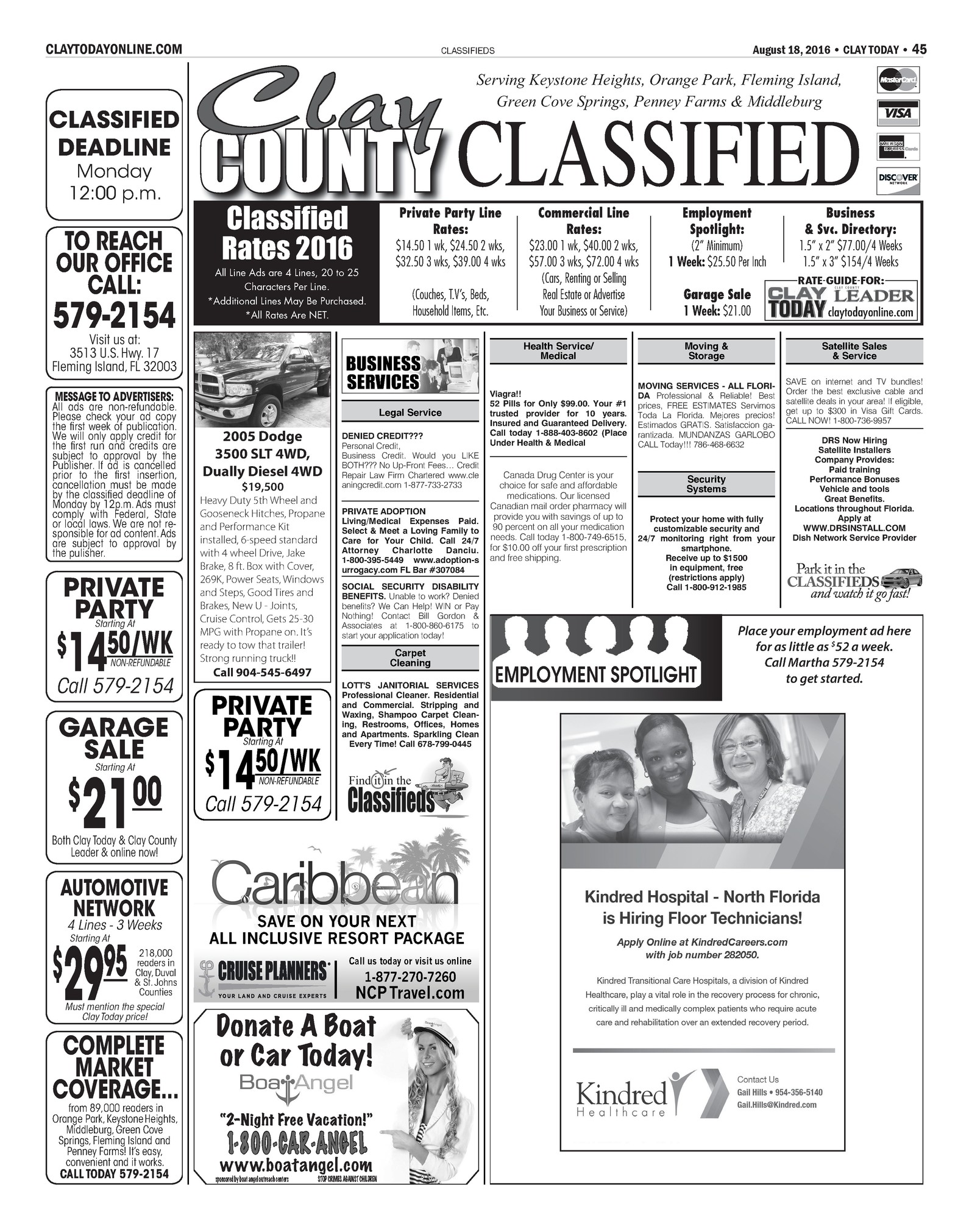 Clay Today Classifieds 8/18/16 Clay Today