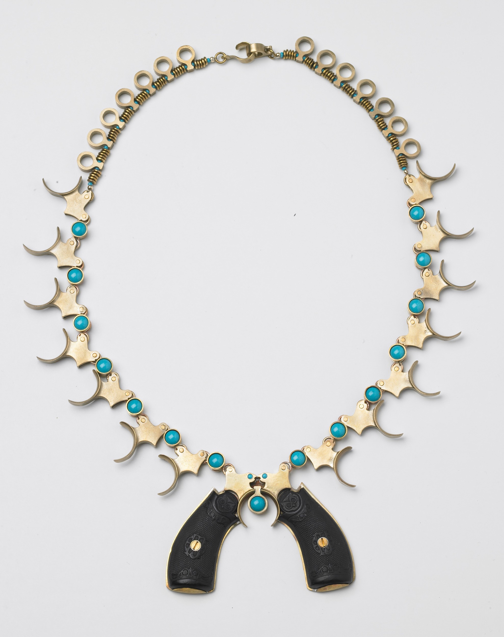 A "squash blossom" necklace created by Warren artist LeeAnn Herreid. According to Herreid, her involvement in the project has inspired many subsequent works.