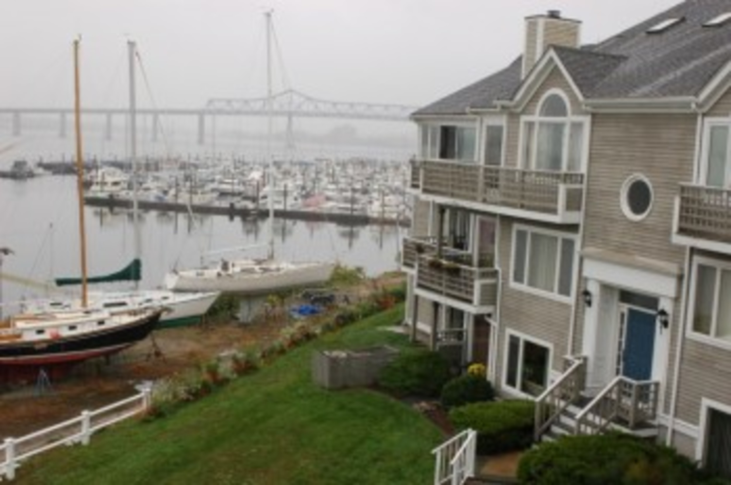 Enjoy a waterfront condo with views of Mt. Hope Bay