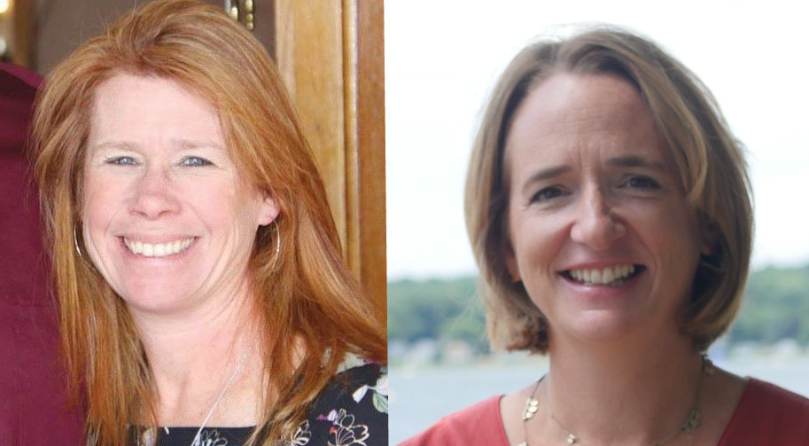 Tara Thibaudeau (left) and Nicky Piper won seats on the Bristol Warren Regional School Committee Tuesday.