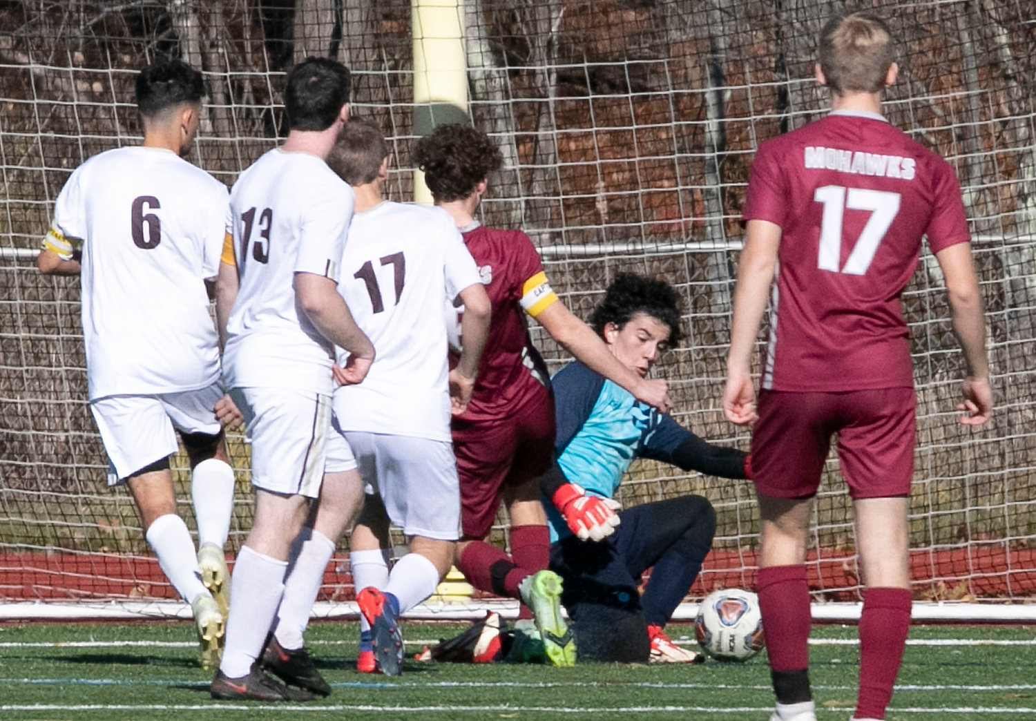 Wildcats freshman goalkeeper Noah Amaral makes a save in the first half. 