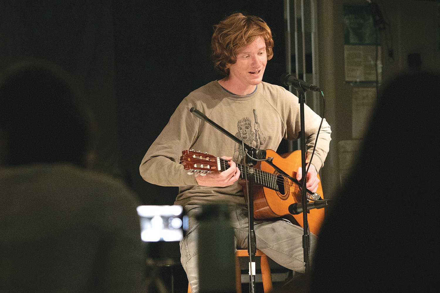 Henry Scott performs during Mt. Hope’s open-mic night.