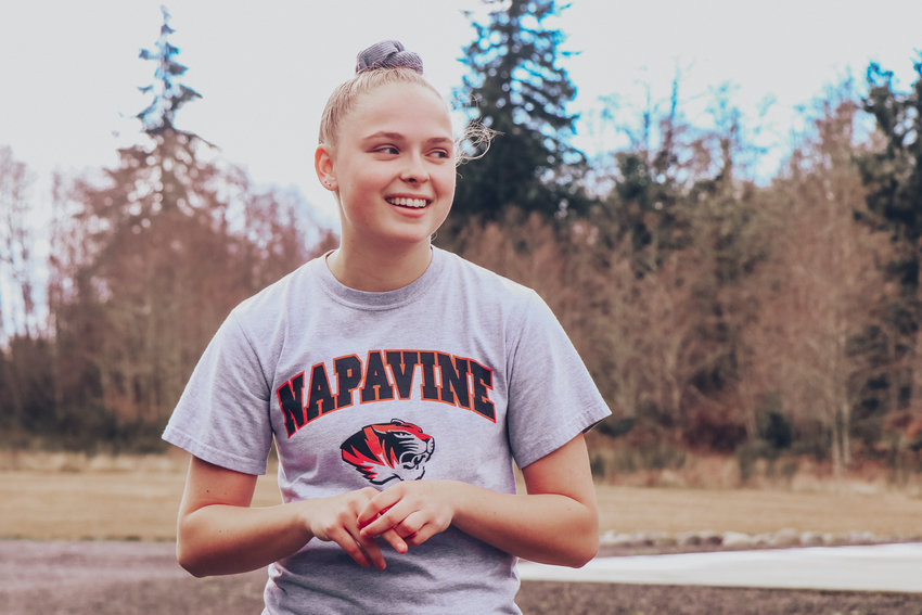 Napavine senior Chloe Stewart runs two miles each day, lifts weights, runs stairs and practices hurdling Monday through Friday.
