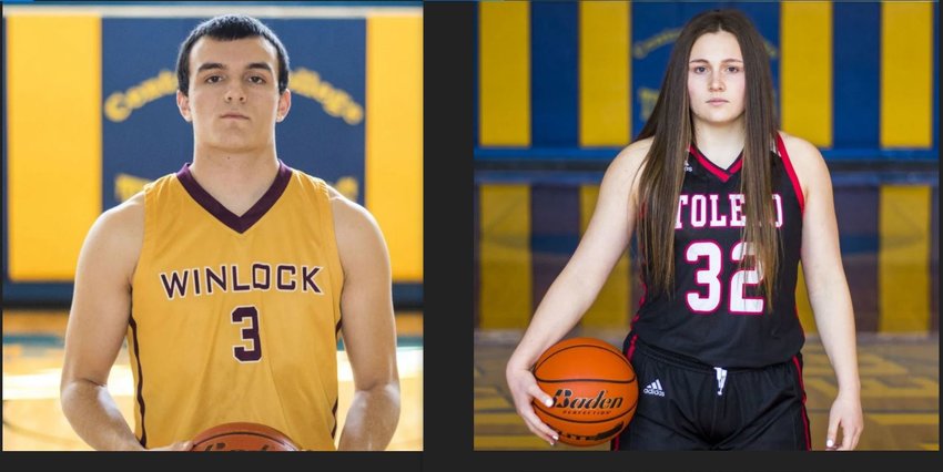 Winlock's Bryce Cline (3) and Toledo's Kal Schaplow (32) were among eight local basketball palyers to be named to the Associated Press all-state teams on Wednesday, March 25. (Jared Wenzelburger / jwenzelburger@chronline.com