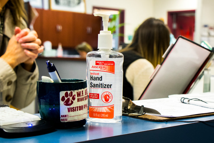 W.F. West High School put out new bottles of hand sanitizer last March before Gov. Jay Inslee's &quot;Stay Home, Stay Healthy&quot; order.