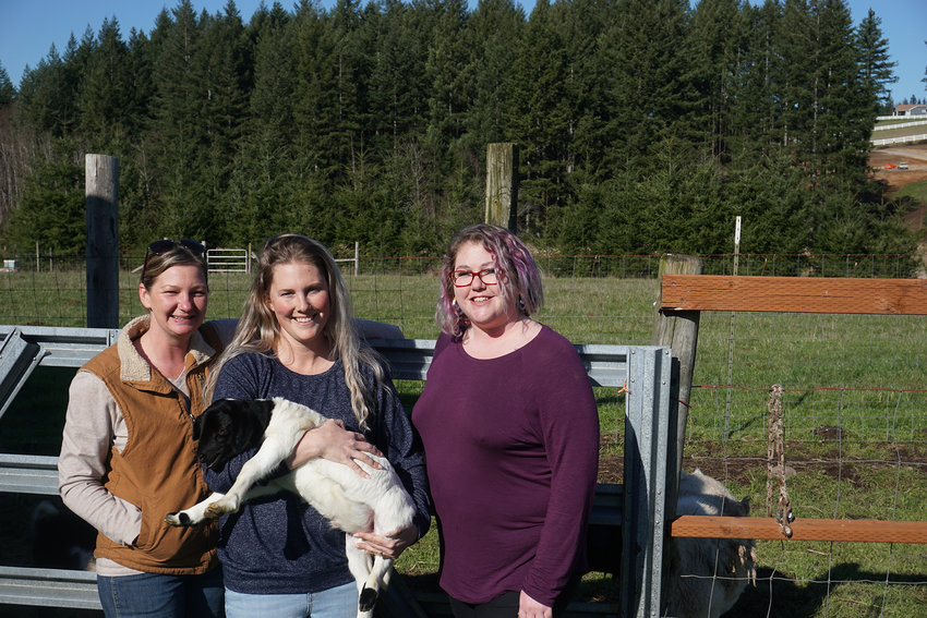 April Root, Melissa Lowery and Emma Duff run the Rochester, WA Homesteading/Self-Sufficency Facebook group