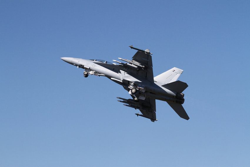An F/A 18 Superhornet moments after take off. (Dreamstime/TNS)