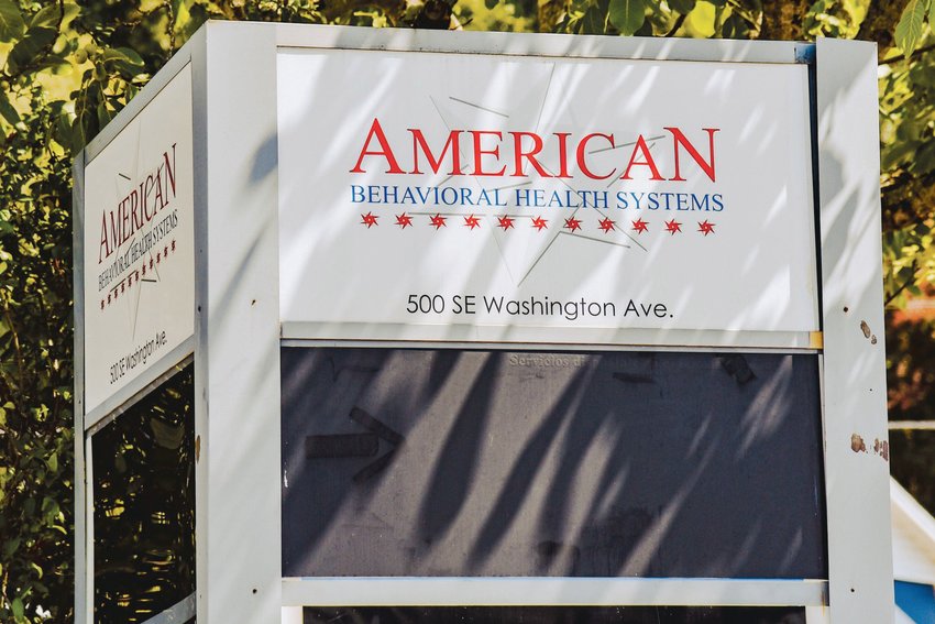 A sign for American Behavioral Health Systems is displayed at 500 SE Washington Ave. in Chehalis in this file photo.
