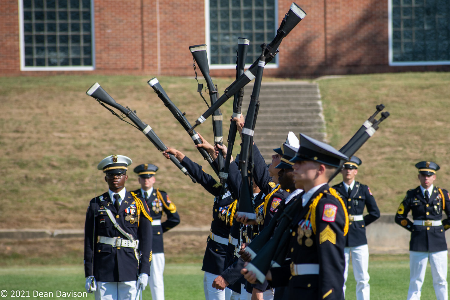 Missouri Military Academy’s Fusileer Drill Team displayed their skill, precision and teamwork during a MMA Homecoming exhibition performance on campus in Sept. 2021.